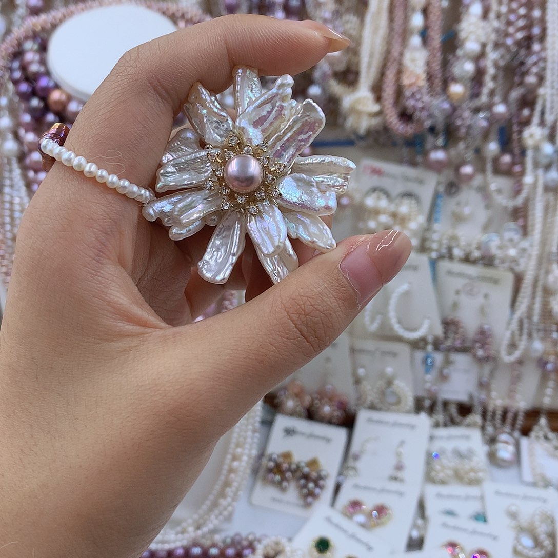 项链银S925镶嵌淡水珍珠