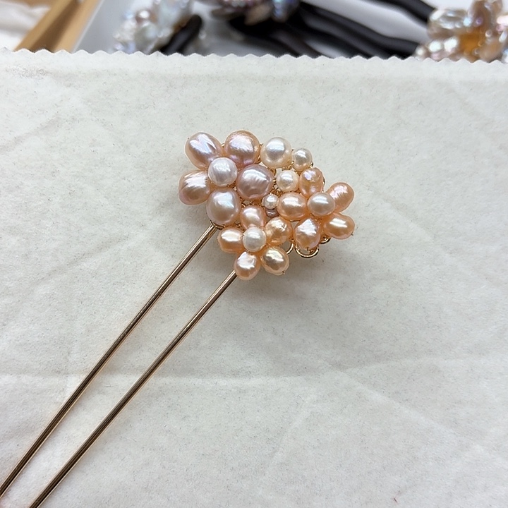 淡水珍珠发饰银S925镶嵌