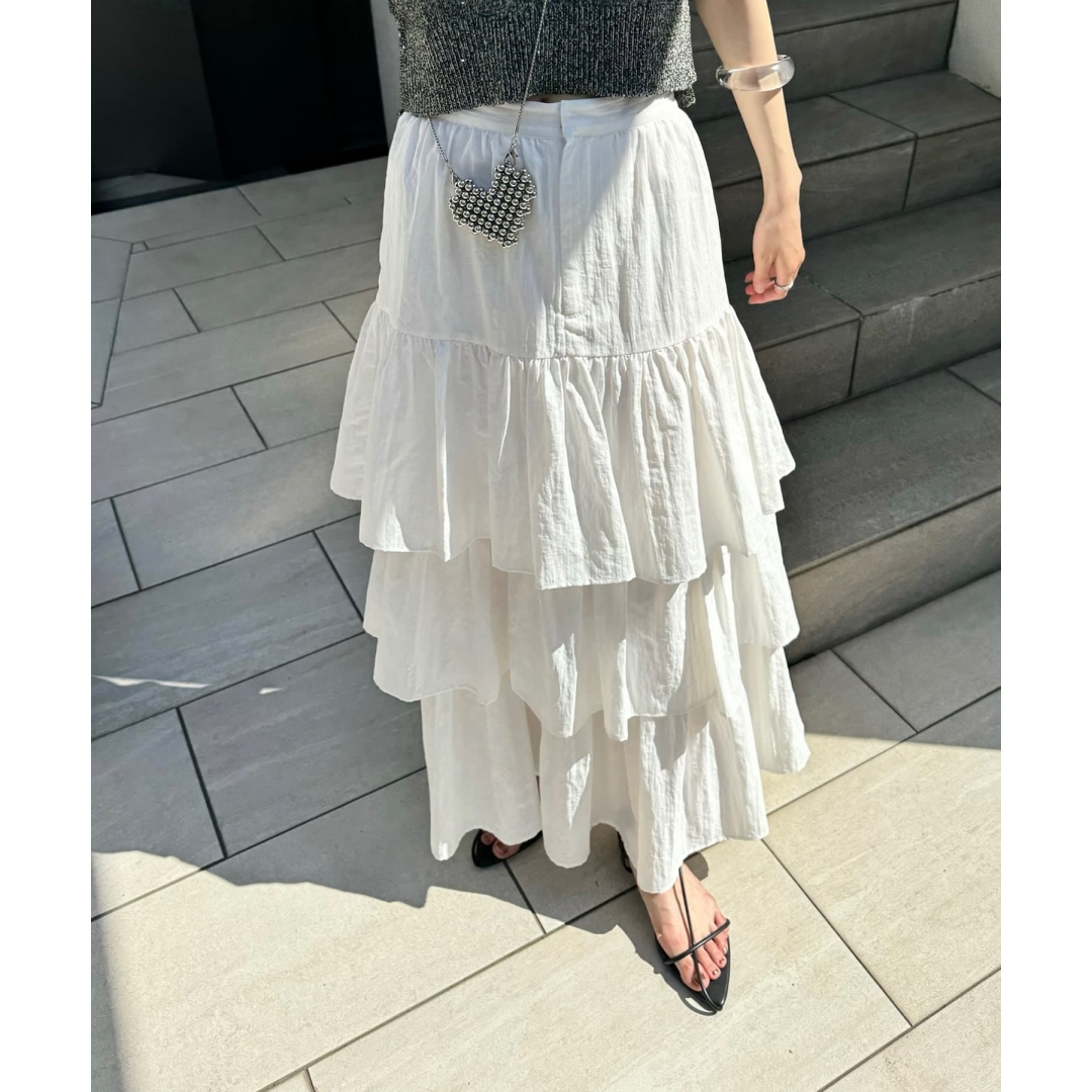 【Montendre】 夏季新款 M 时尚简约高腰三层纯色百搭蛋糕裙