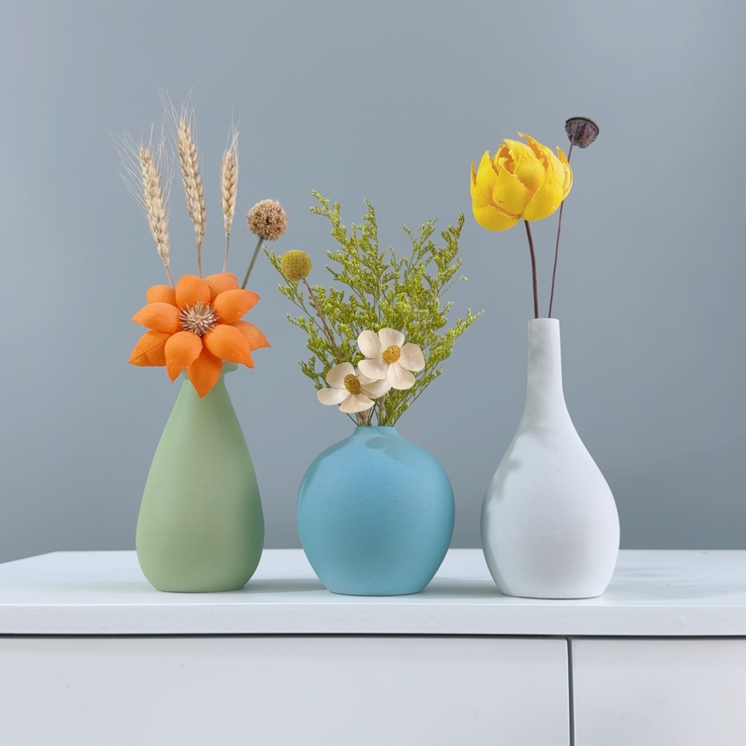 摆件陶瓷花瓶摆件含花总高约20-30cm