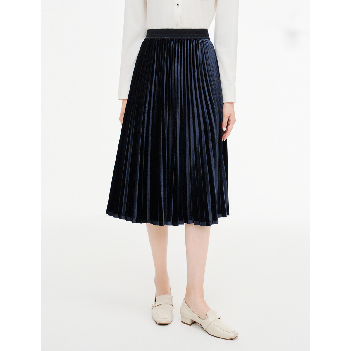 【CC专属】春夏气质优雅人气百褶裙纯色百搭半裙通勤简约裙子女