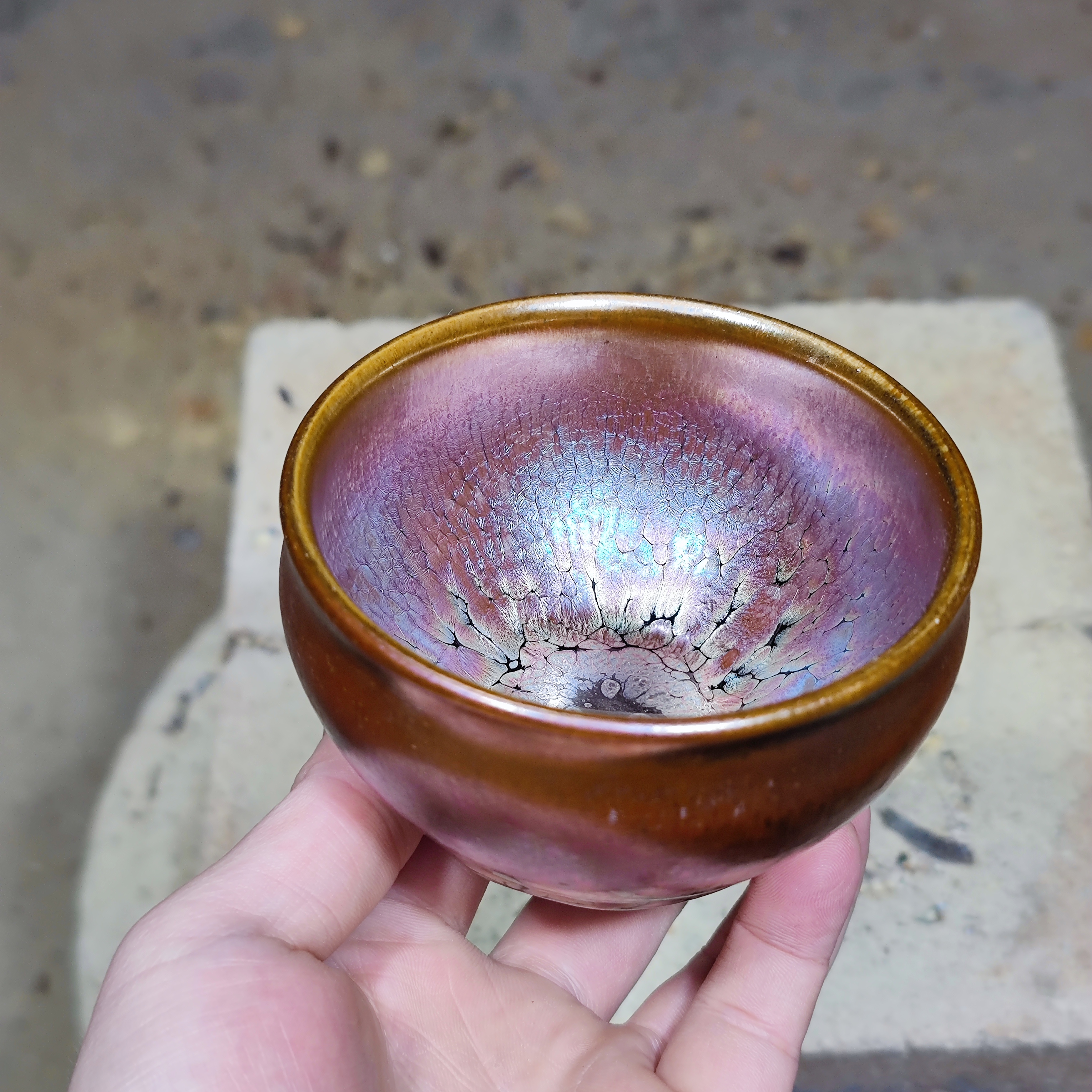 建窑--建盏 彩金油滴 茶盏主人杯 电烧