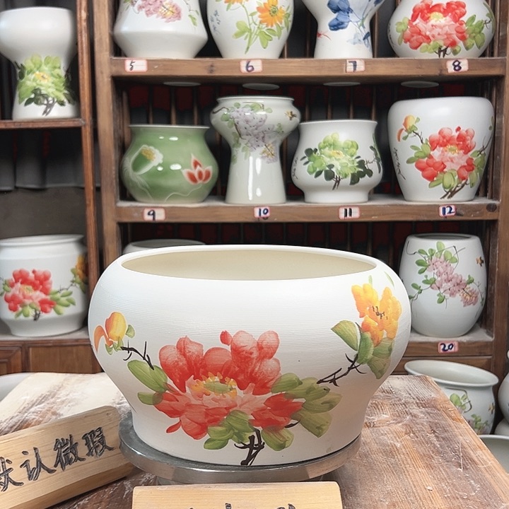 摆件口25牡丹新款陶瓷