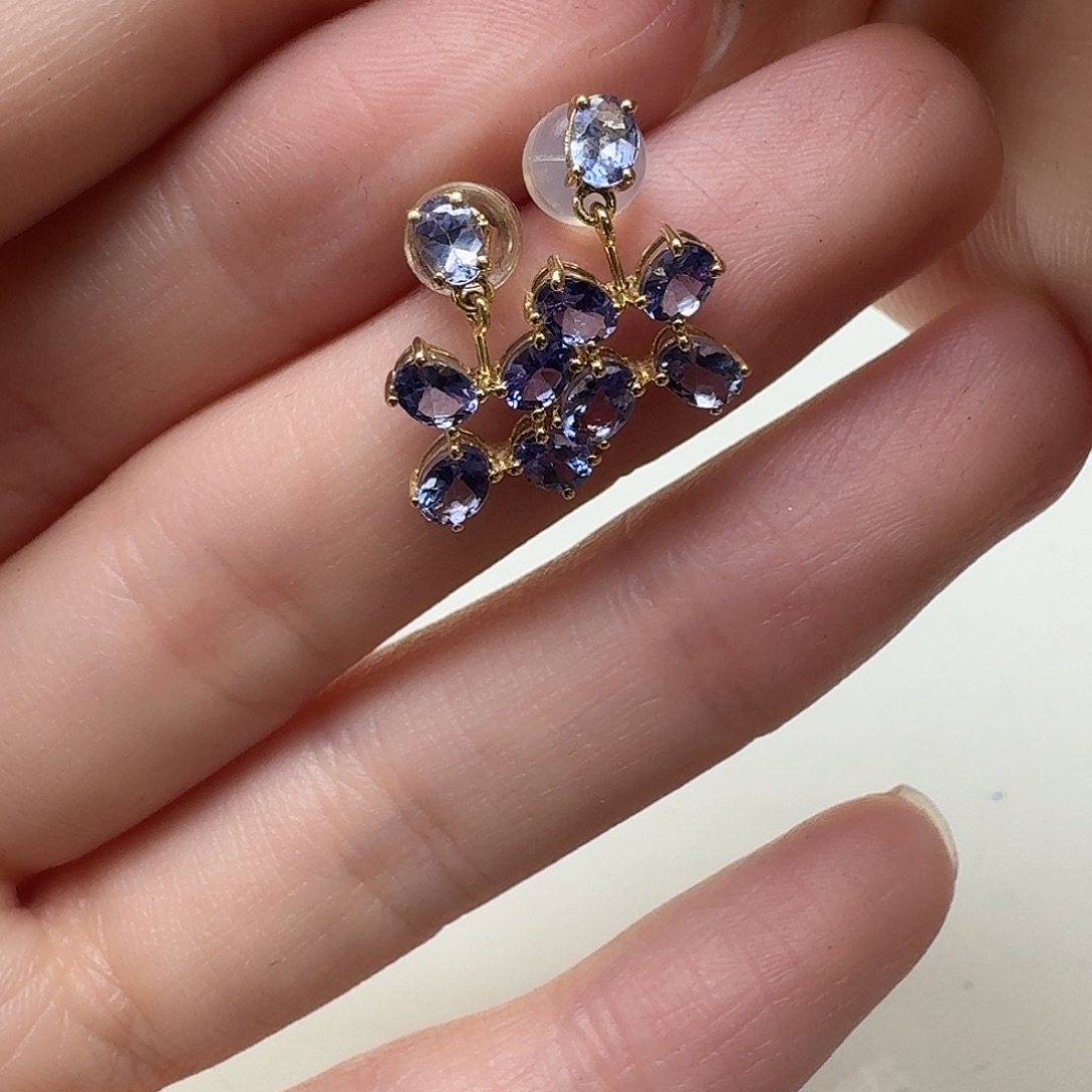 坦桑石耳饰18K金镶嵌