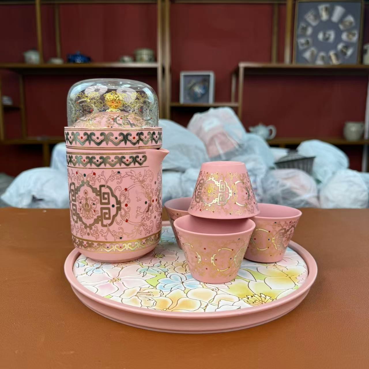 粉段泥旅行套（带包）+粉底百花干泡盘@@ZH3011