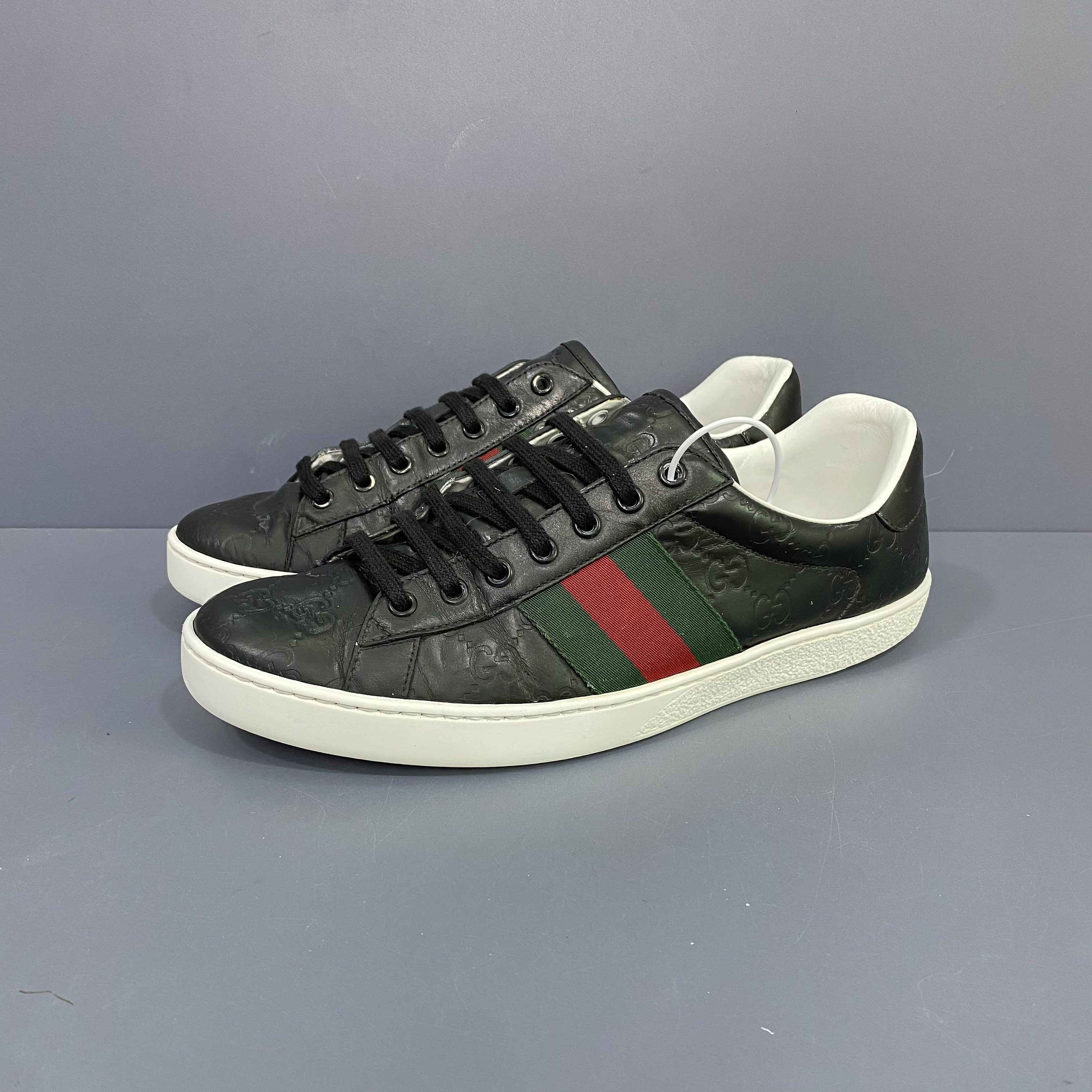 95新 GUCCI/古驰 42码 古驰满印黑色板鞋 休闲鞋 280