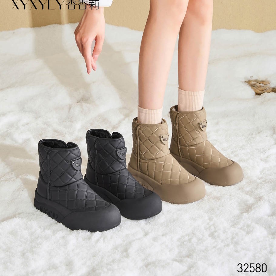 香香莉32580加绒加厚保暖雪地靴女2025冬季新款短筒棉靴厚底棉鞋