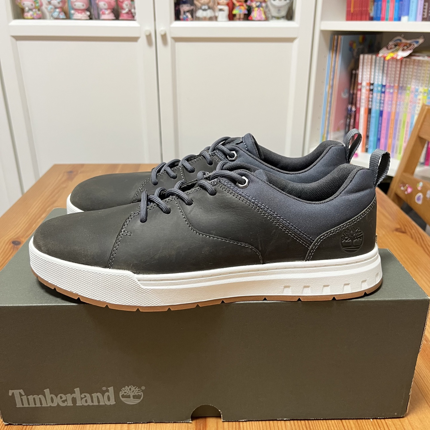 正品Timberland/添柏岚42码 油蜡皮户外休闲板鞋 A2AXQ 深灰色