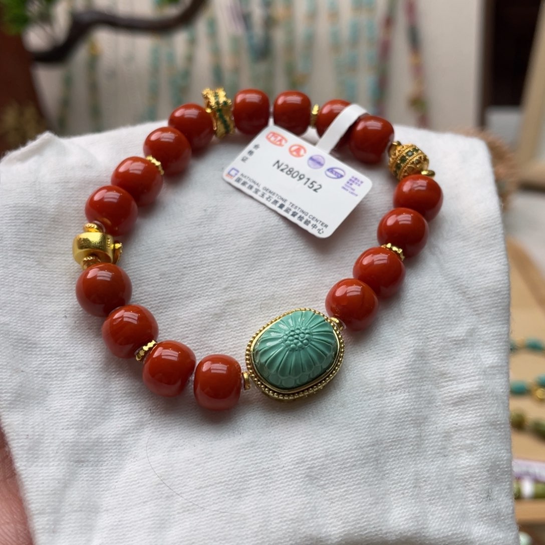 南红玛瑙手链银S925镶嵌