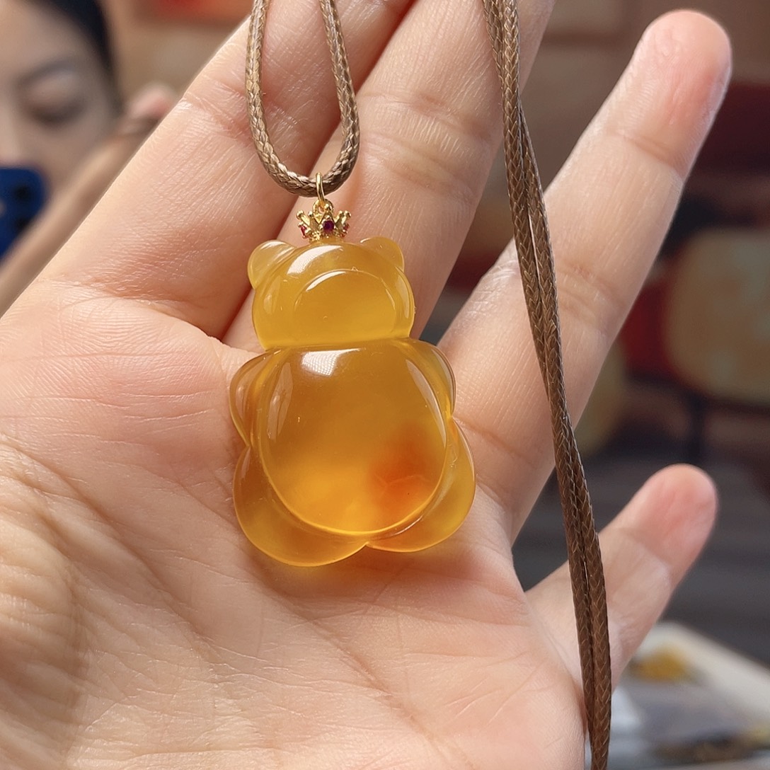 琥珀银S925镶嵌裸石蜜蜡吊坠