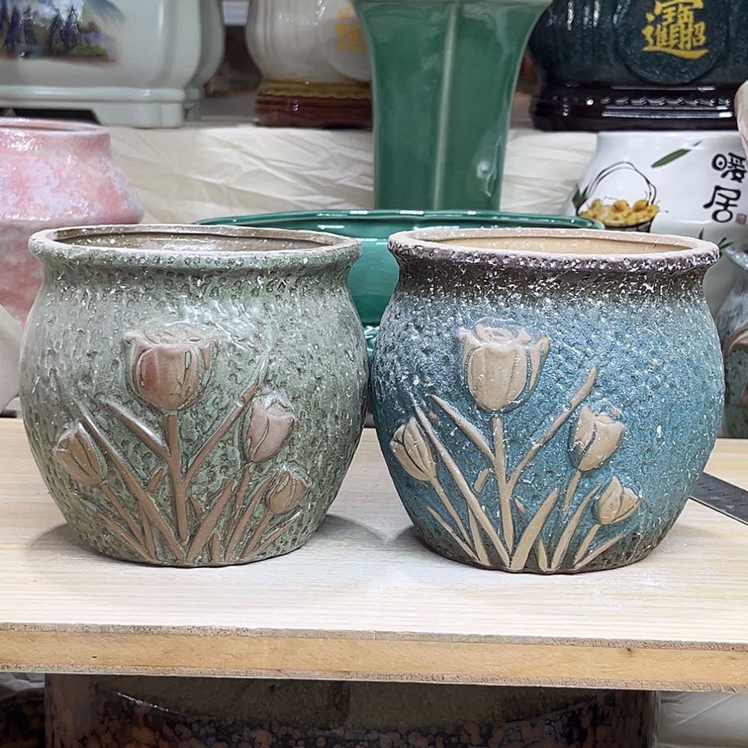 陶瓷绿植多肉微瑕花盆外口径：11*11