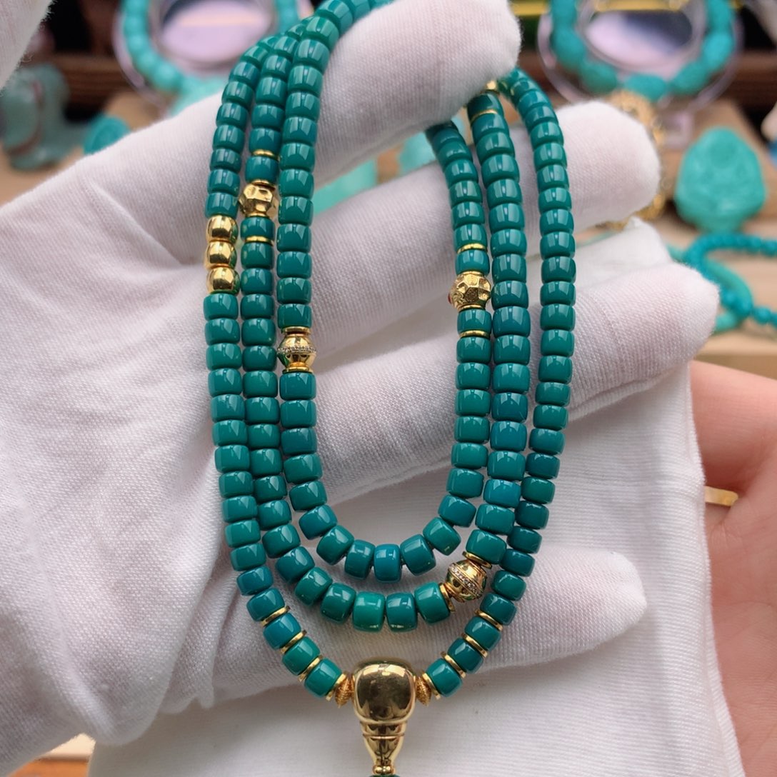 绿松石珠宝奇石18K金镶嵌