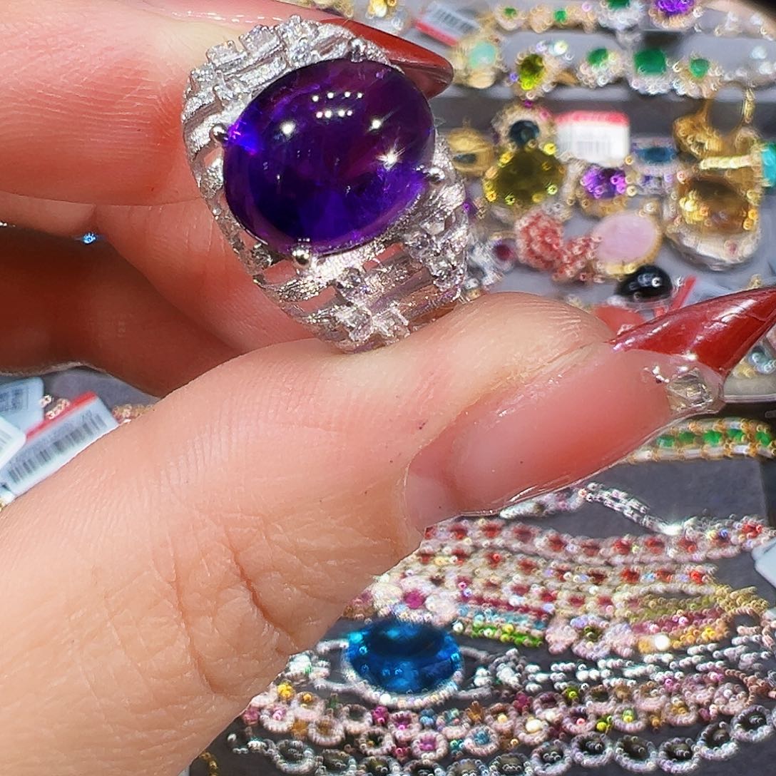 银S925镶嵌戒指紫晶爱**己