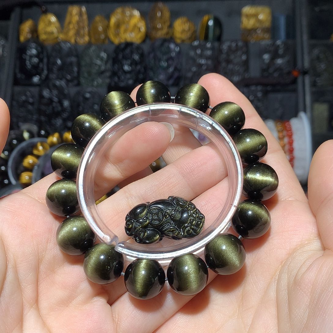 黑曜岩手链未镶嵌龙*町定制