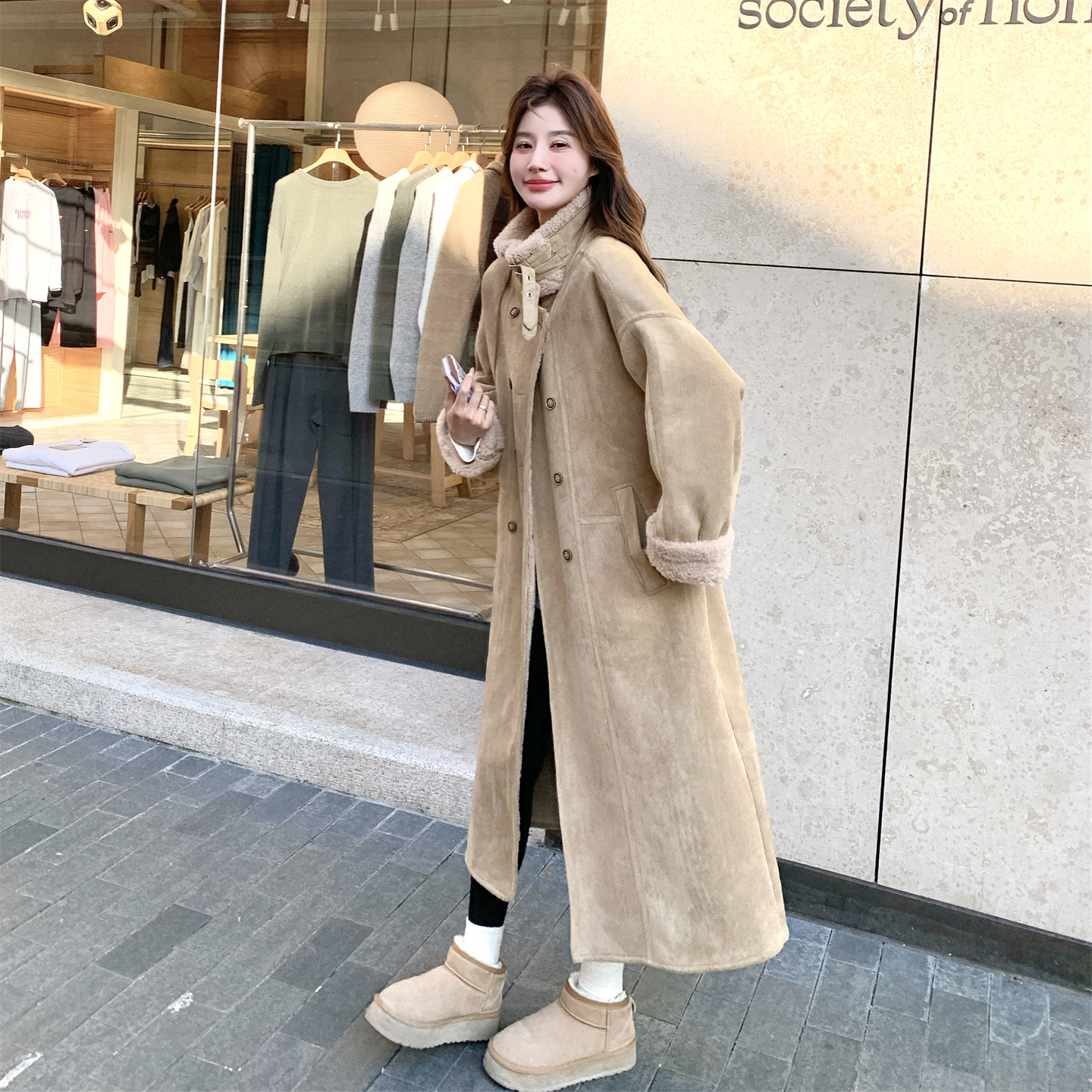 羊羔毛外套女长款2025新款冬季流行爆款加厚麂皮绒皮毛一体大衣