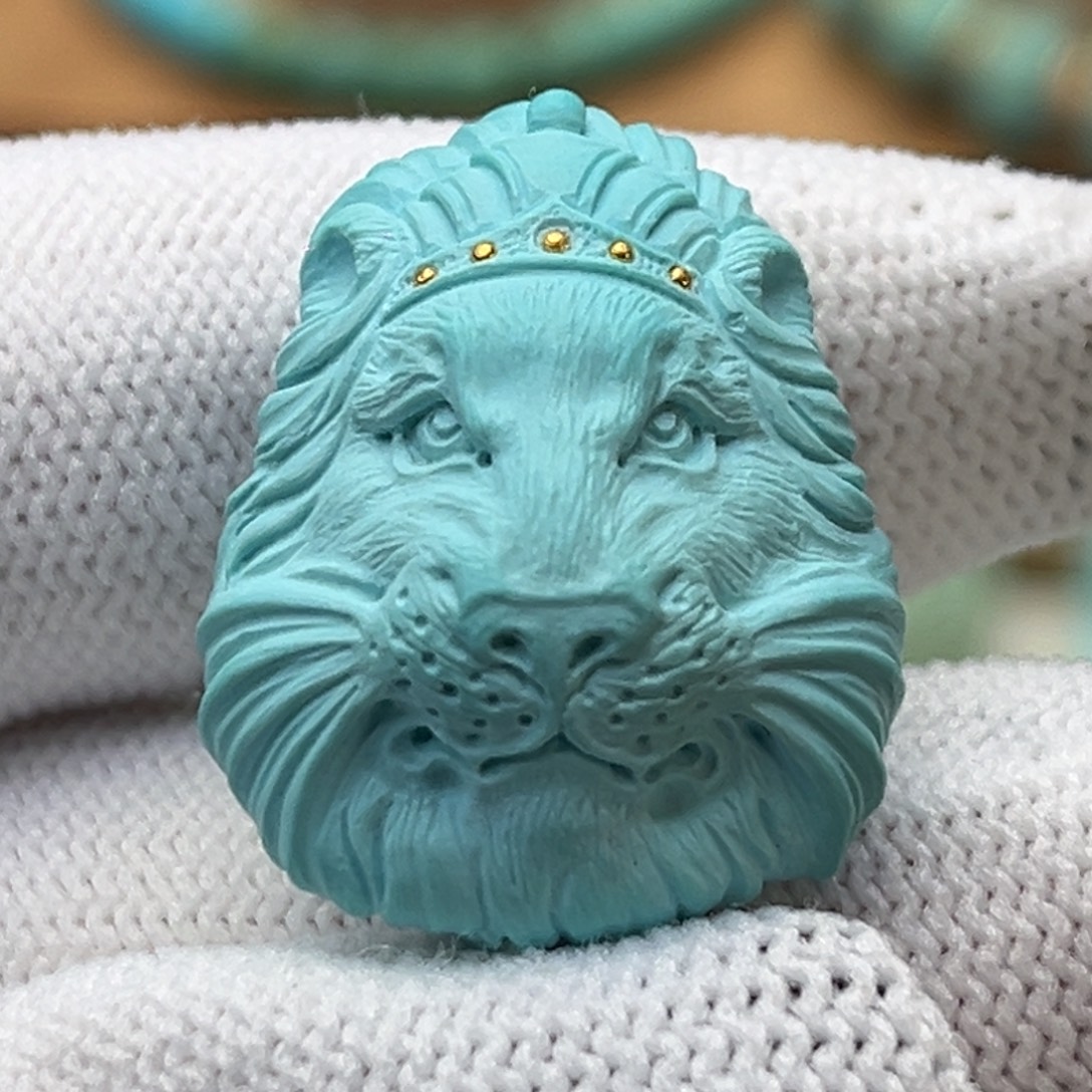 绿松石未镶嵌珠宝奇石狮王