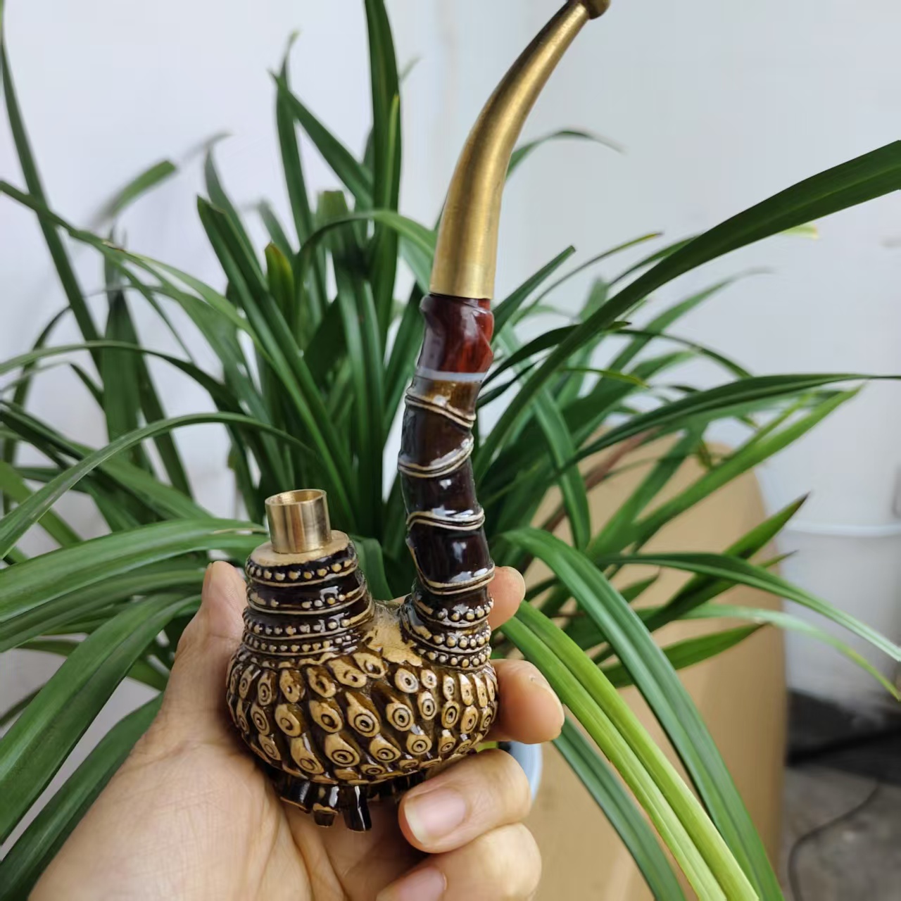 贵州民间实心竹雕刻大一体17公分左右三用火口