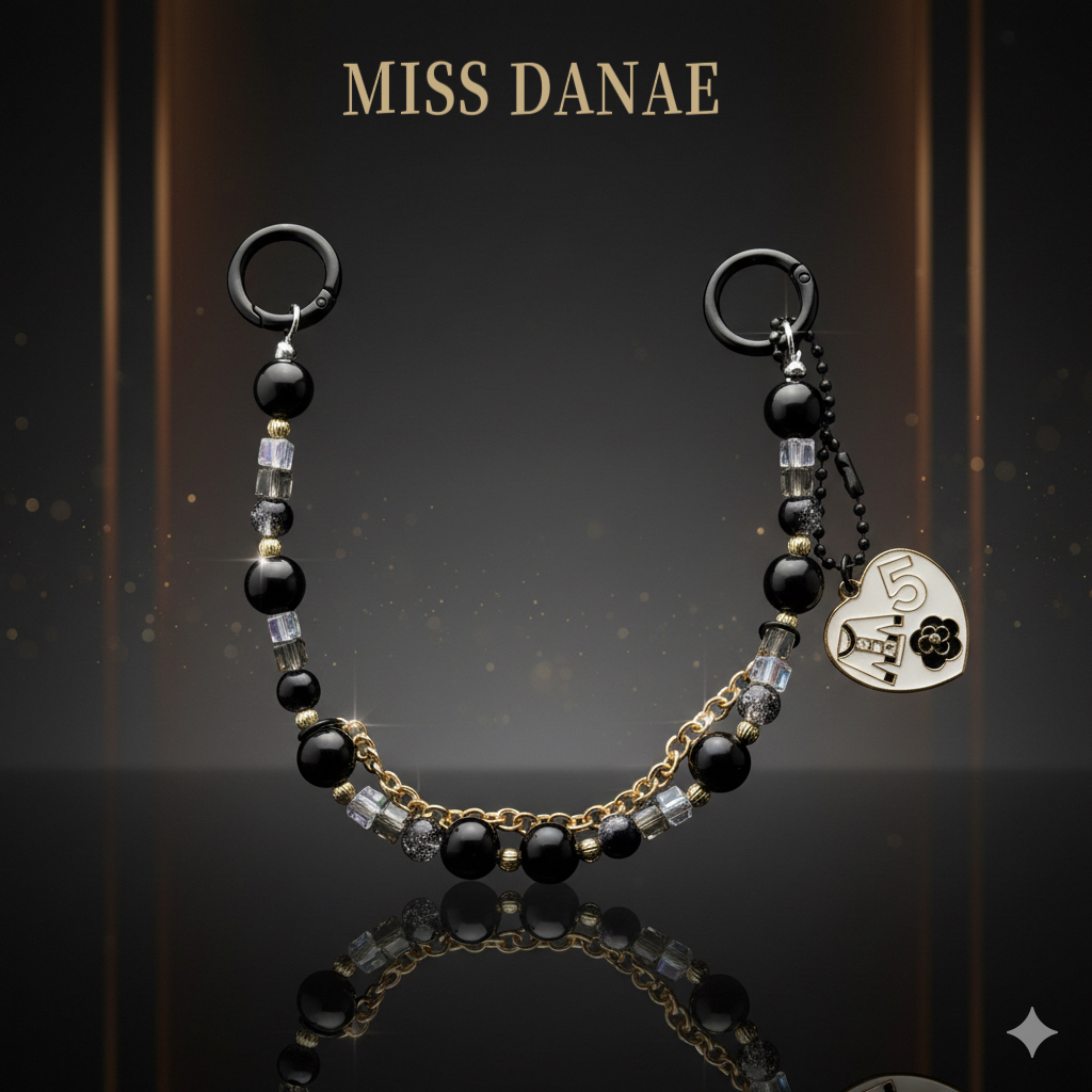 【黑色香风双扣链 】MISSDANAE手机链适用于苹果安卓创意