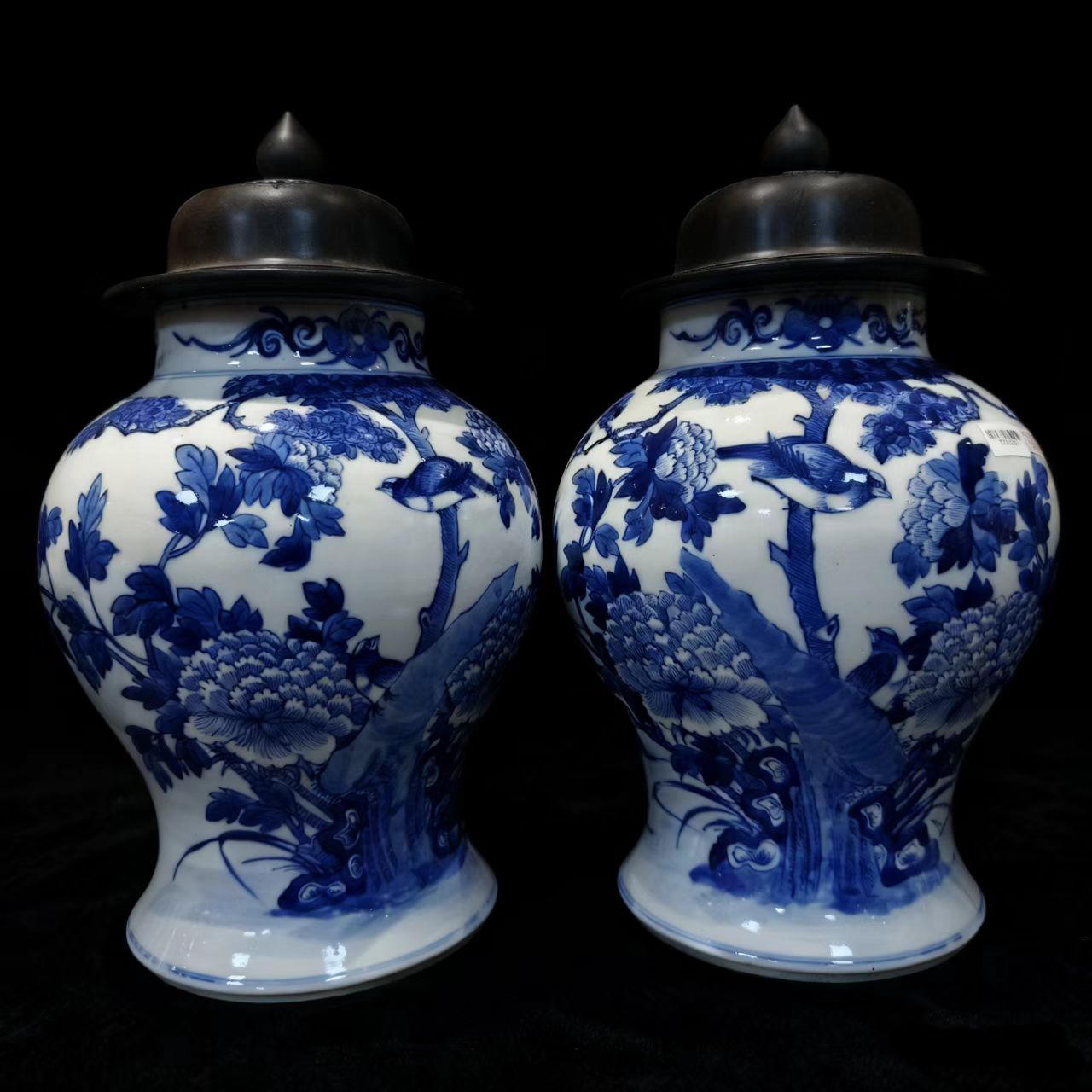 DS86 清光绪富贵白头将军罐一对 直径20cm高37cm