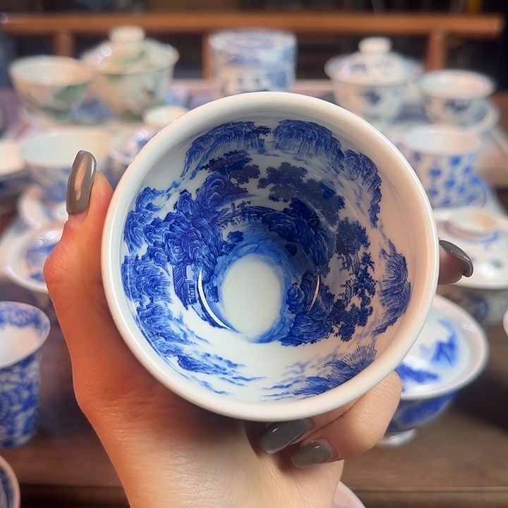 名窑口 山水主人杯满绘