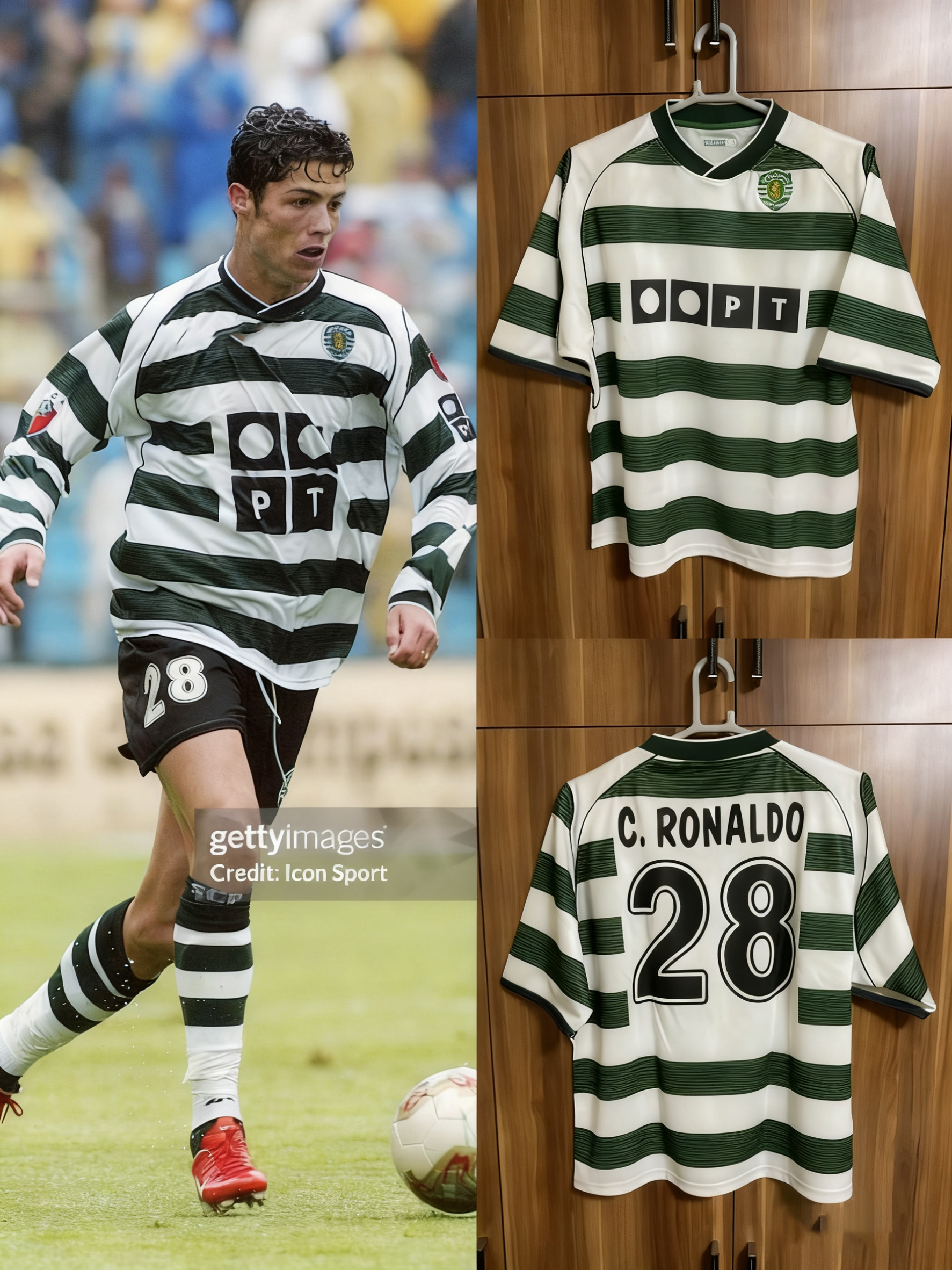 C罗葡萄牙体育复古球衣球迷版28号足球服透气速干足球训练服