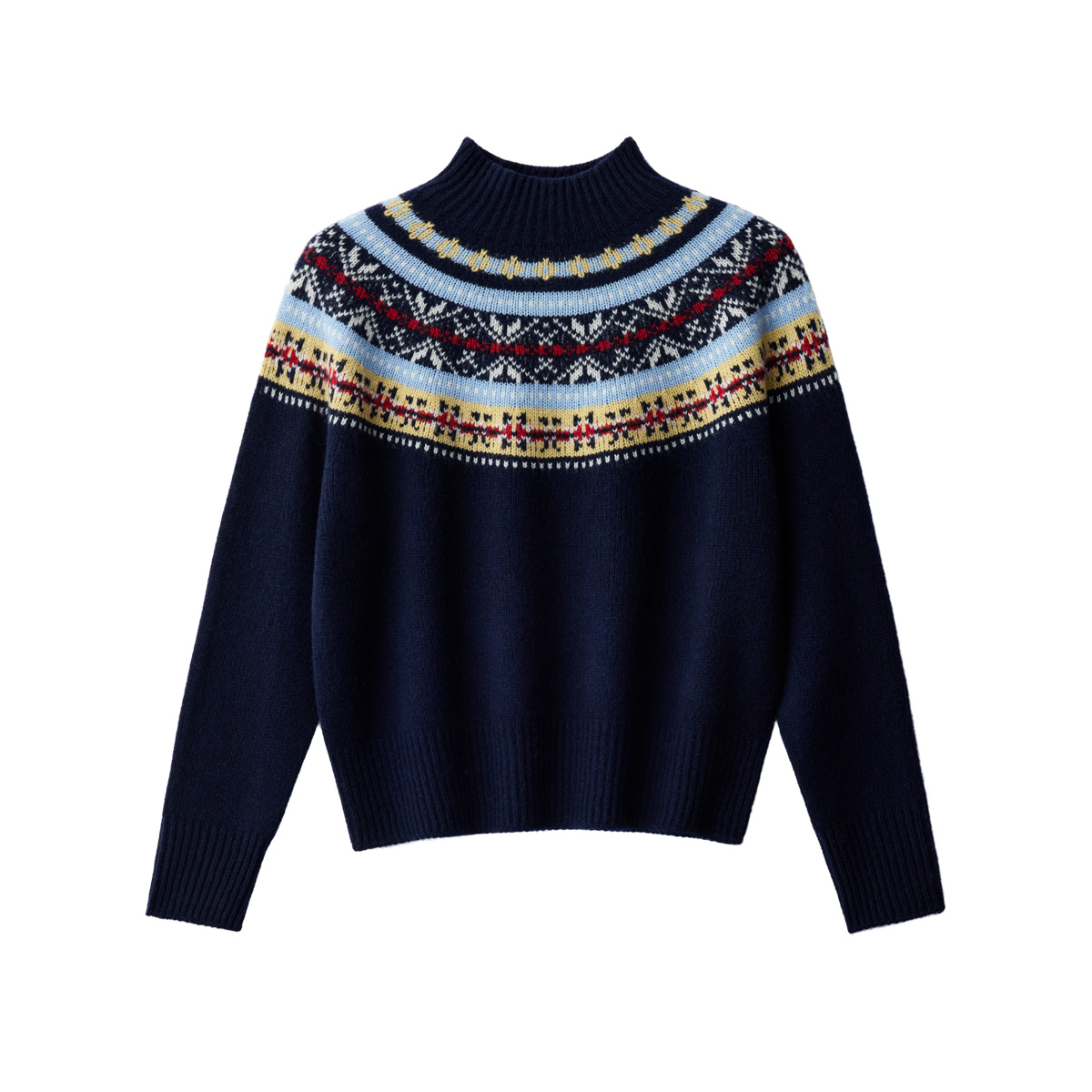 8716套头费尔岛拼色撞色针织衫上衣女装