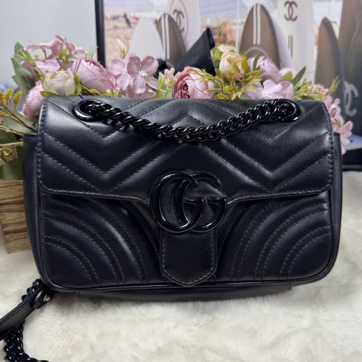 99新 GUCCI/古驰 新款so black马蒙22斜挎包