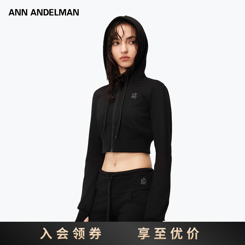 ANN ANDELMAN【商城同款新品】25春夏连帽抽绳短款卫衣外套