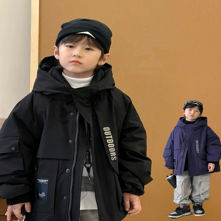 【加绒加厚】男童冬装棉服加棉派克服2025新品男孩儿童冬季保暖外套
