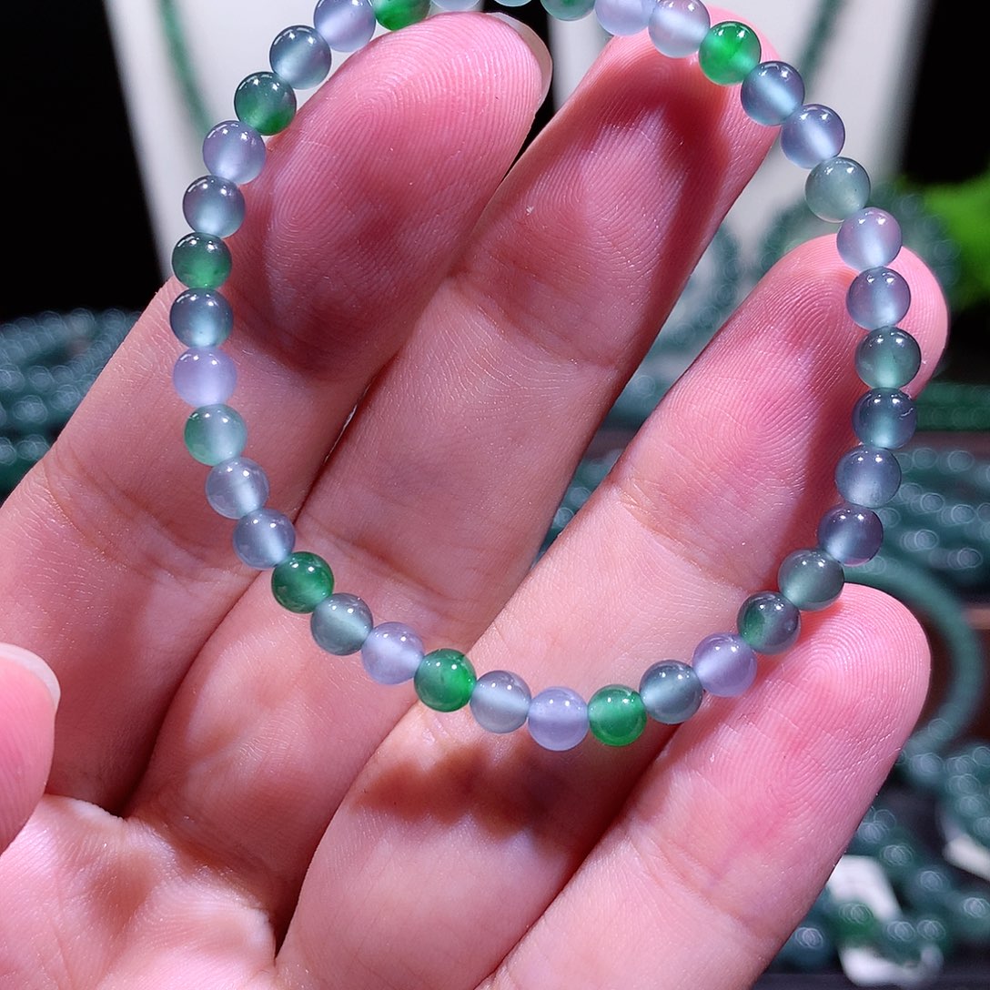 迷***林翡翠未镶嵌手链天然a货翡翠手串4.5