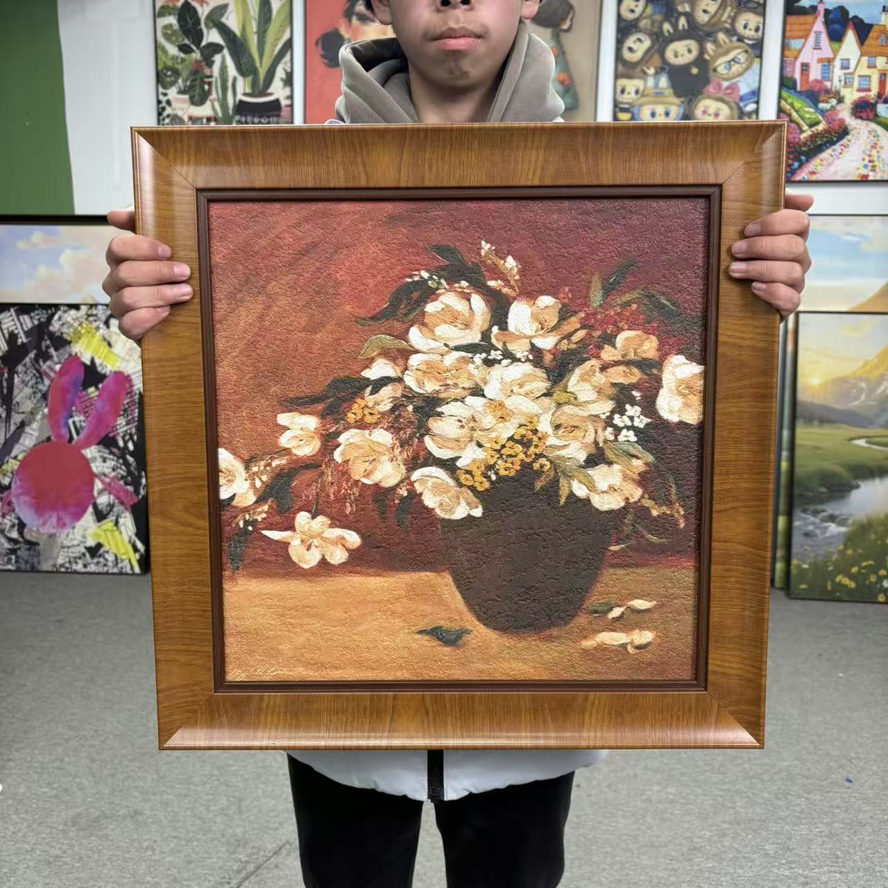 中古绿植客厅餐厅玄关装饰画5050