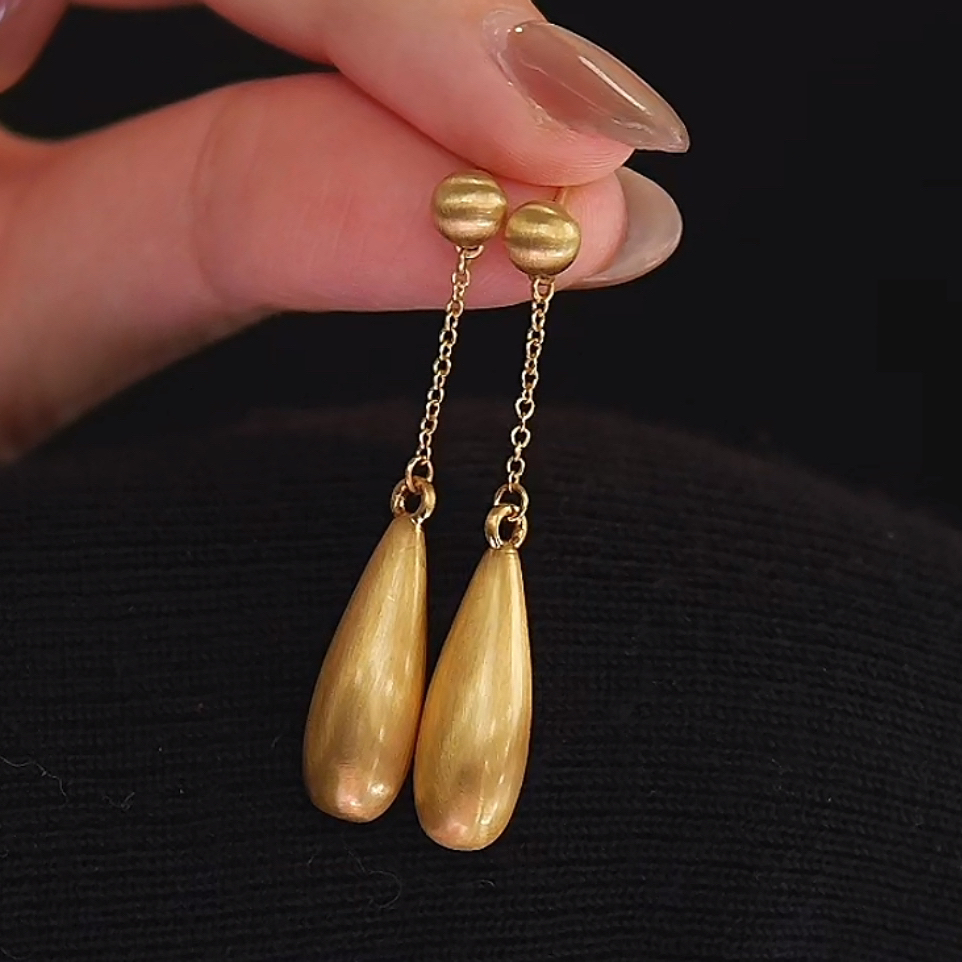 愿岛 黄铜耳饰 法式气质时尚个性亮银色金属水滴耳环EH2663