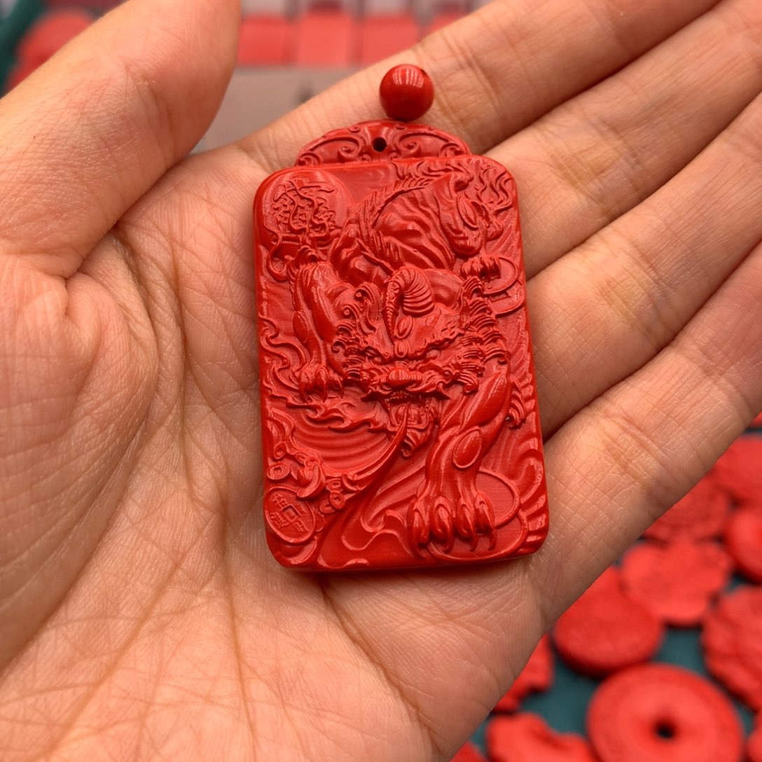 天然辰砂貔貅项链朱砂