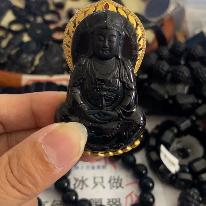 翡翠银S925镶嵌颈饰观音