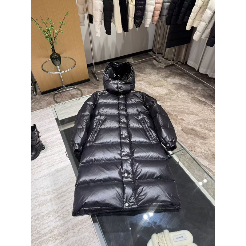 WW2025新款女士时尚经典黑色中长款绿色内胆羽绒服A015