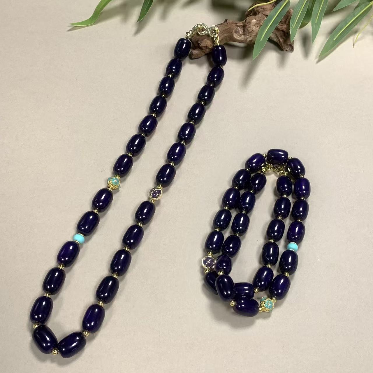 S7875【任会长珠宝】紫藤紫灵芝玛瑙玉项链-多样性只发一件