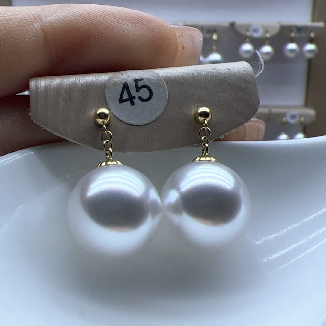 淡水珍珠耳饰18K金镶嵌