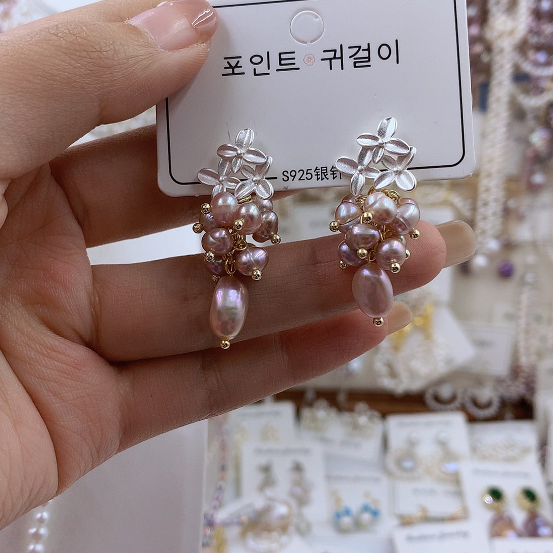 项链银S925镶嵌淡水珍珠晚*