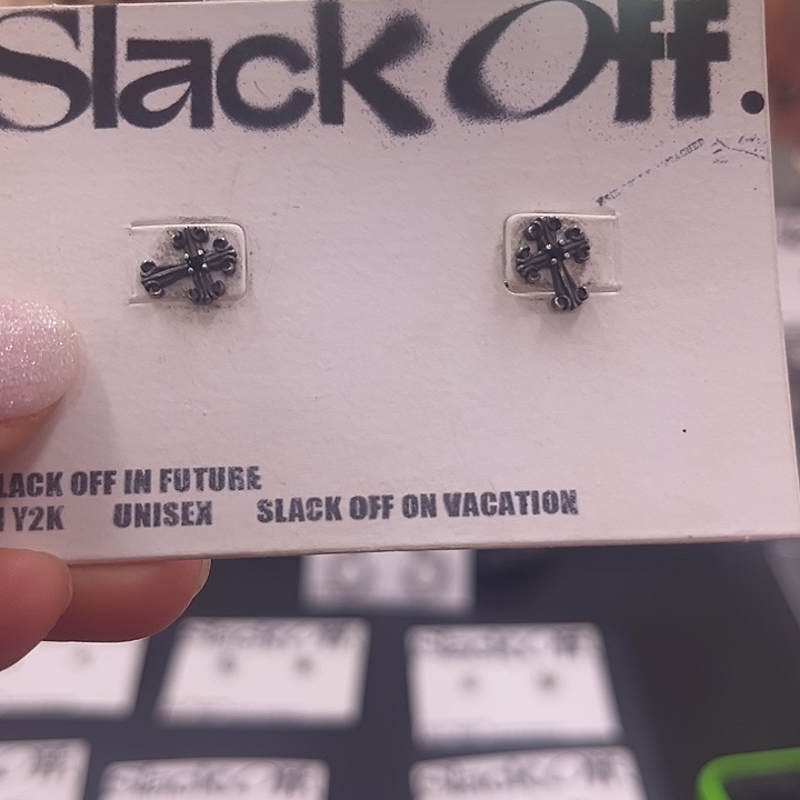 925银925银十字黑钻耳环