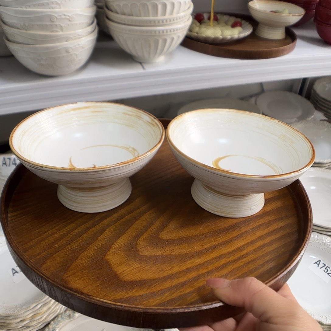 瓷片瑕疵特价陶瓷高脚碗