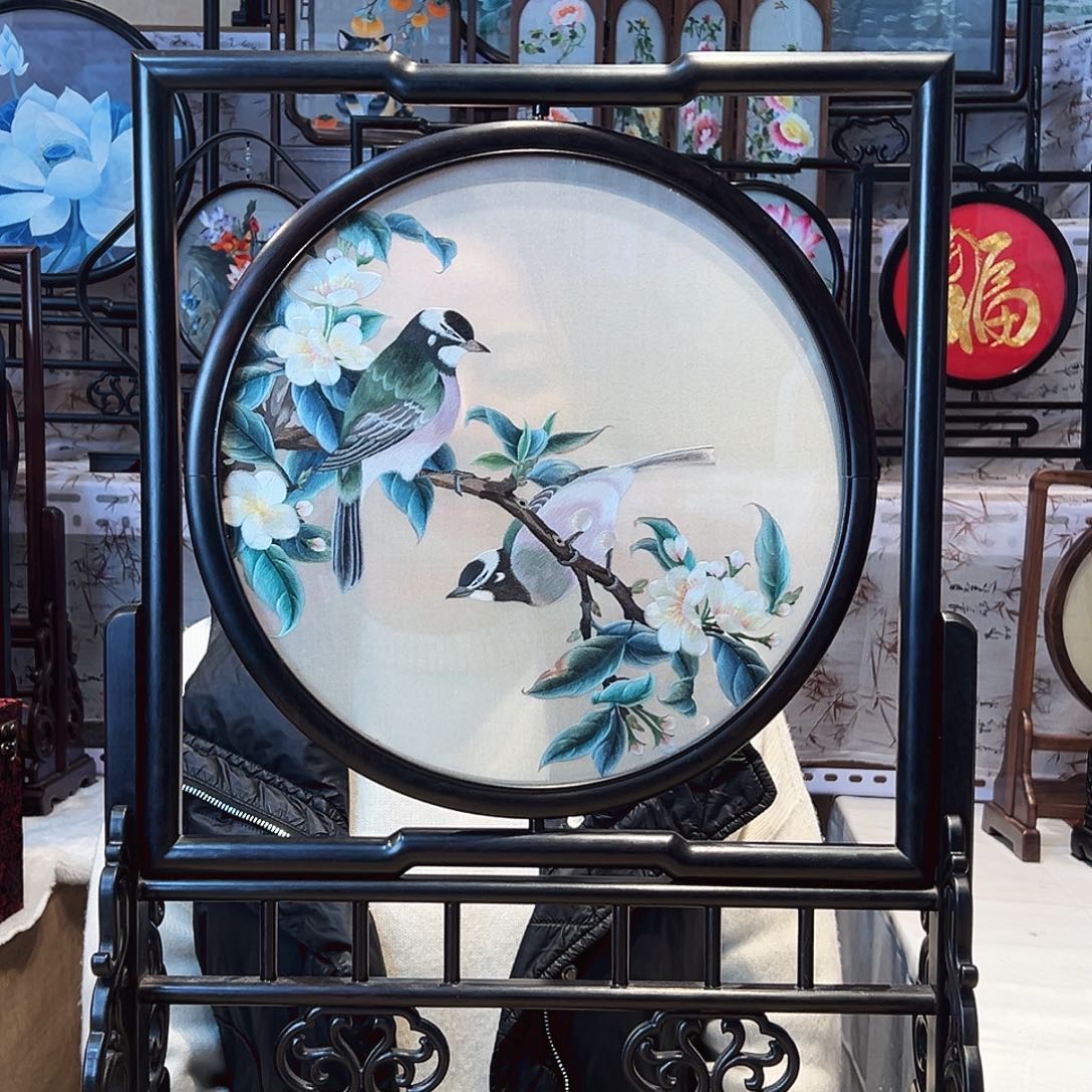 织绣苏绣难题檀木手工双面