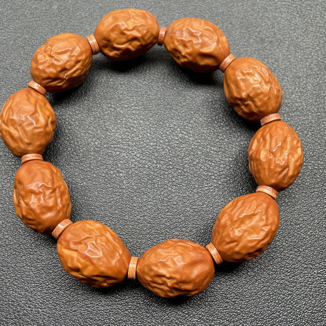 梅林铁核大枣雕刻水晶核手串