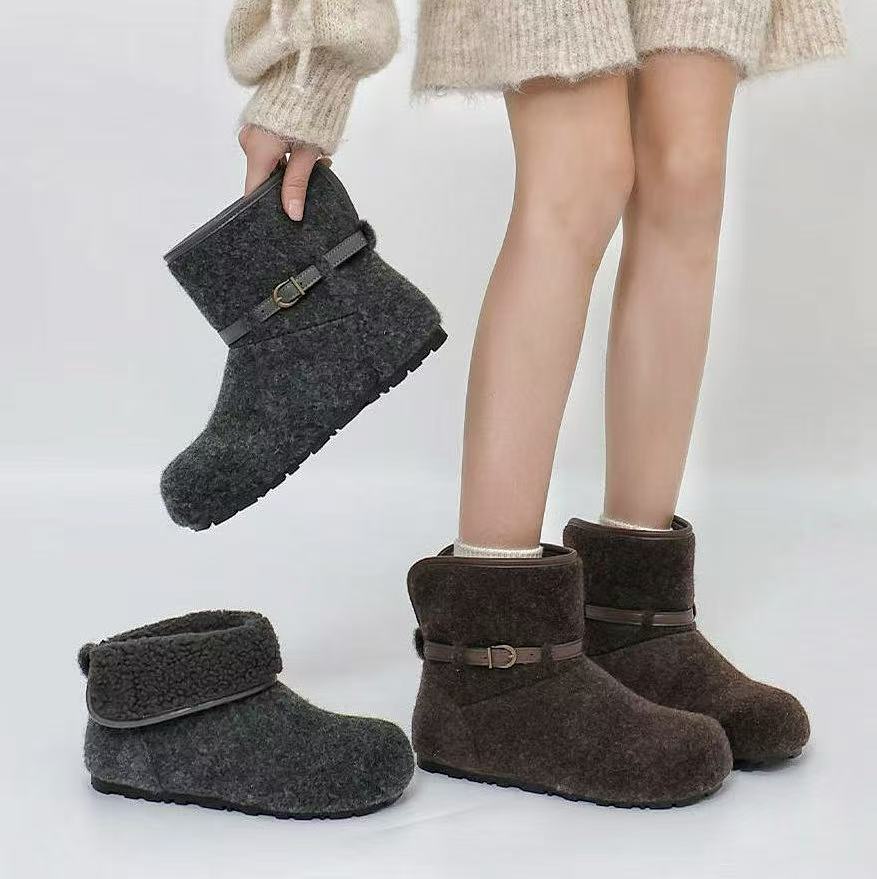 59扣号链接百搭短靴圆头中筒靴时尚女（默认微瑕介意勿拍）