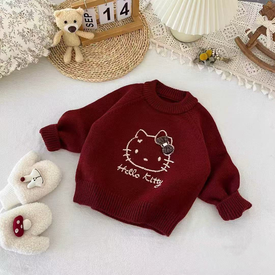 女童毛衣秋冬2025新款儿童女宝宝针织衫洋气时髦加厚保暖上衣冬装
