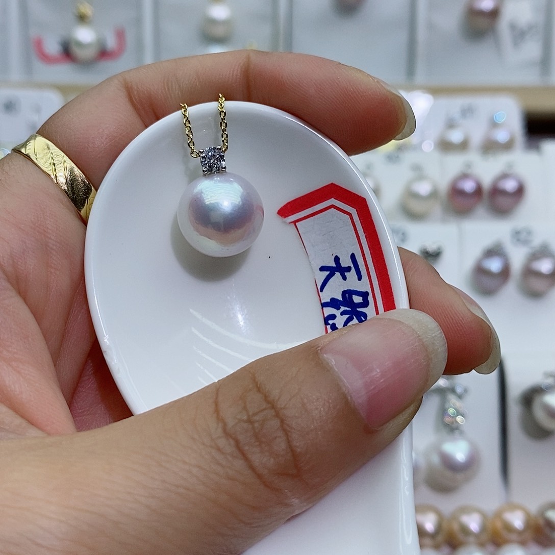 淡水珍珠银S925镶嵌吊坠(赠链)