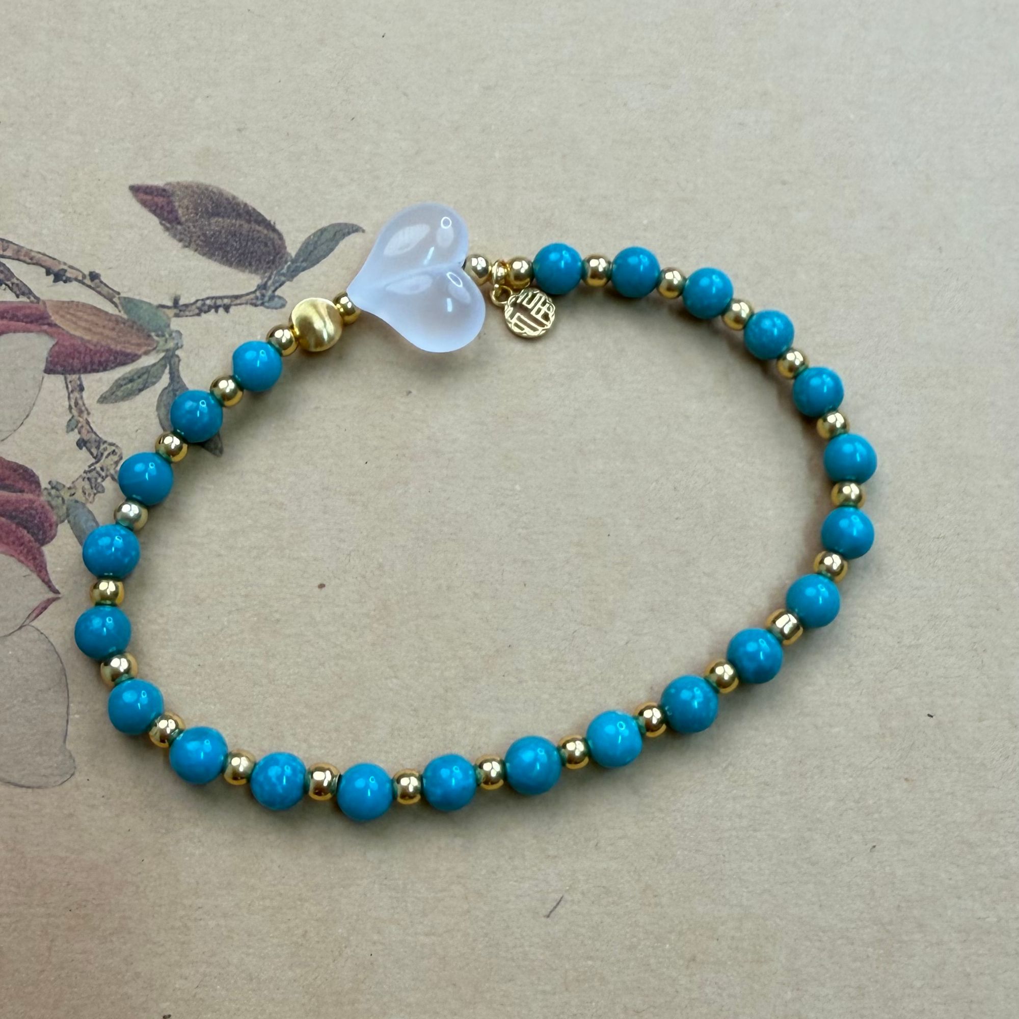 【灵熙专属】安曼博S925睡美人绿松石圆珠屁桃手链4mm  XZ1041BZ