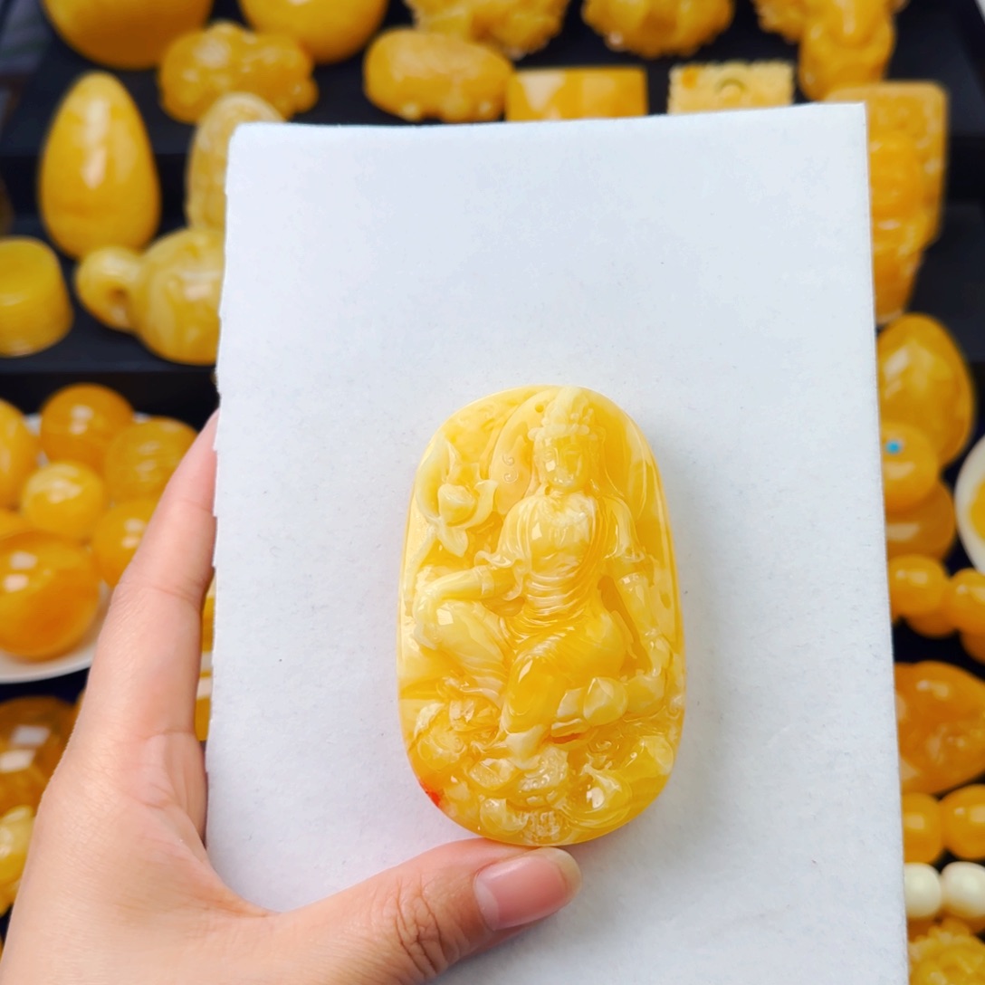 琥珀颈饰未镶嵌关音吊坠