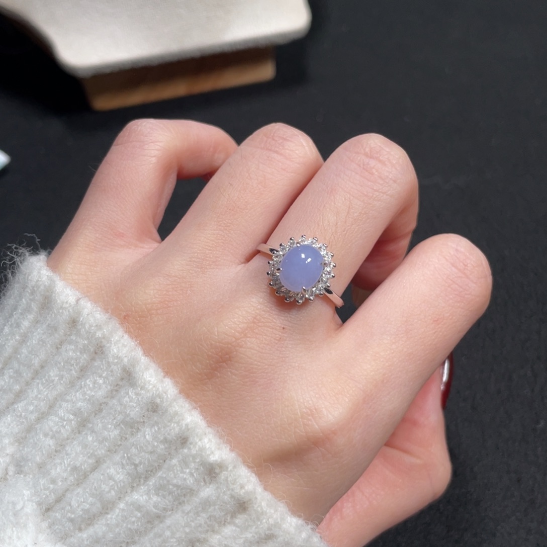 翡翠戒指银S925镶嵌4389