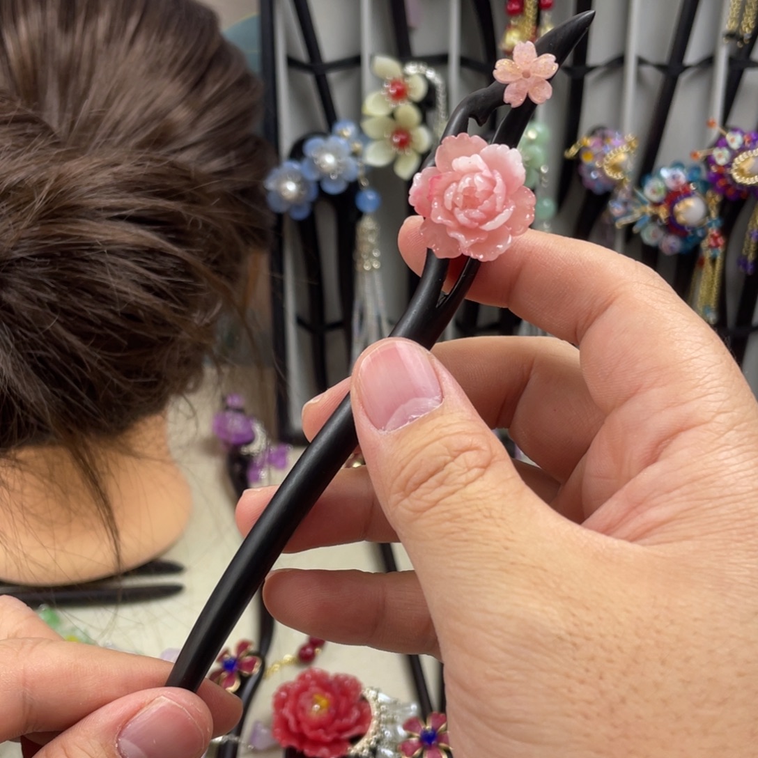 木质非金属18厘米黑檀木单簪