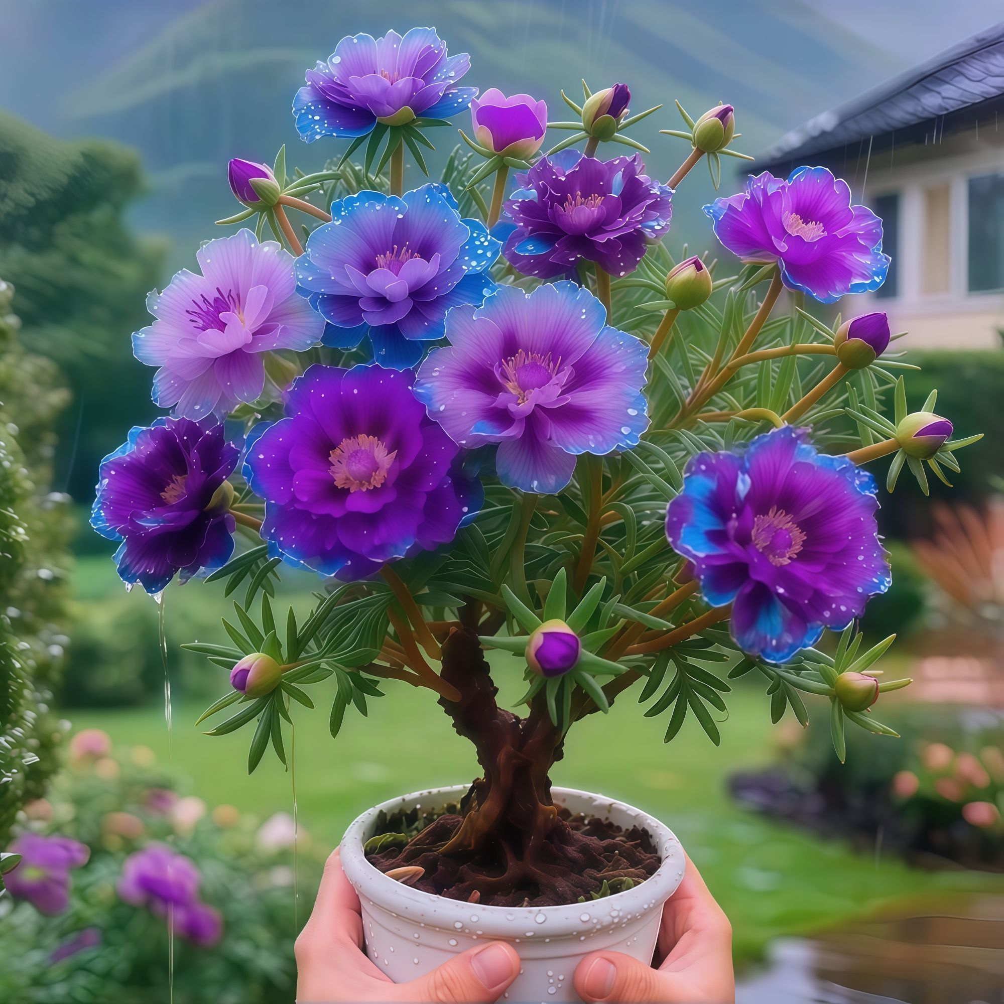 紫蓝边太阳花老桩带根太阳花易开花卉植物老桩苗多年生四季好养